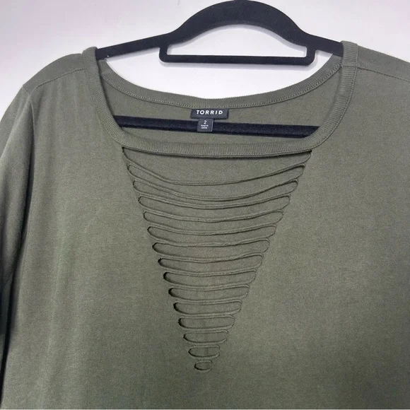 NWT Olive Green Dip-Dye Short Sleeve Women's T-Shirt Material Dress Size 2X - Picture 9 of 13